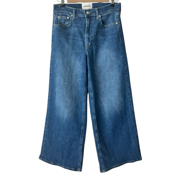 Boden Women’s High Rise Wide Leg Relaxed Blue Stretch Denim Jeans 29 Petite - Picture 2 of 11
